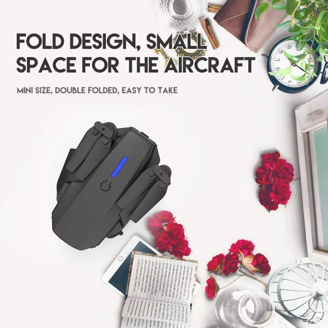 Drone with 1080P Camera for Beginners and Kids, Foldable Remote Control Drone with Voice Control, Gestures Selfie, Altitude Hold, One Key Start, 3D Flips, 2 Batteries.