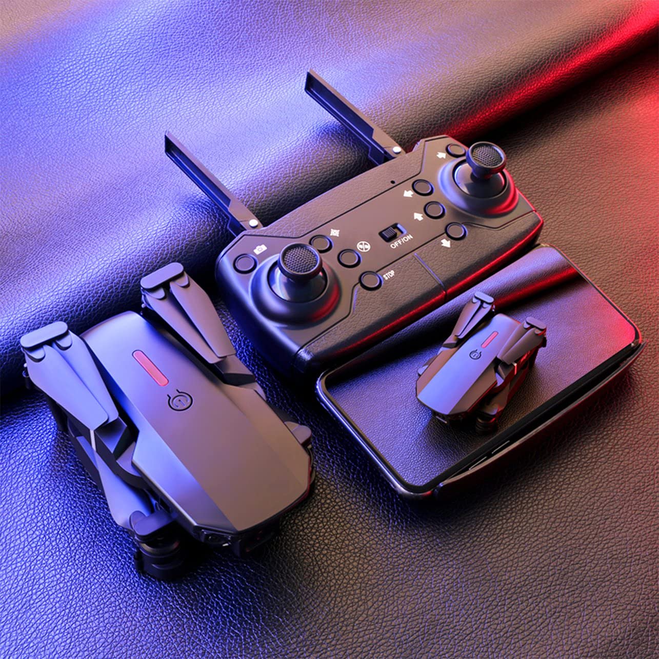 Drone with 1080P Camera for Beginners and Kids, Foldable Remote Control Drone with Voice Control, Gestures Selfie, Altitude Hold, One Key Start, 3D Flips, 2 Batteries.