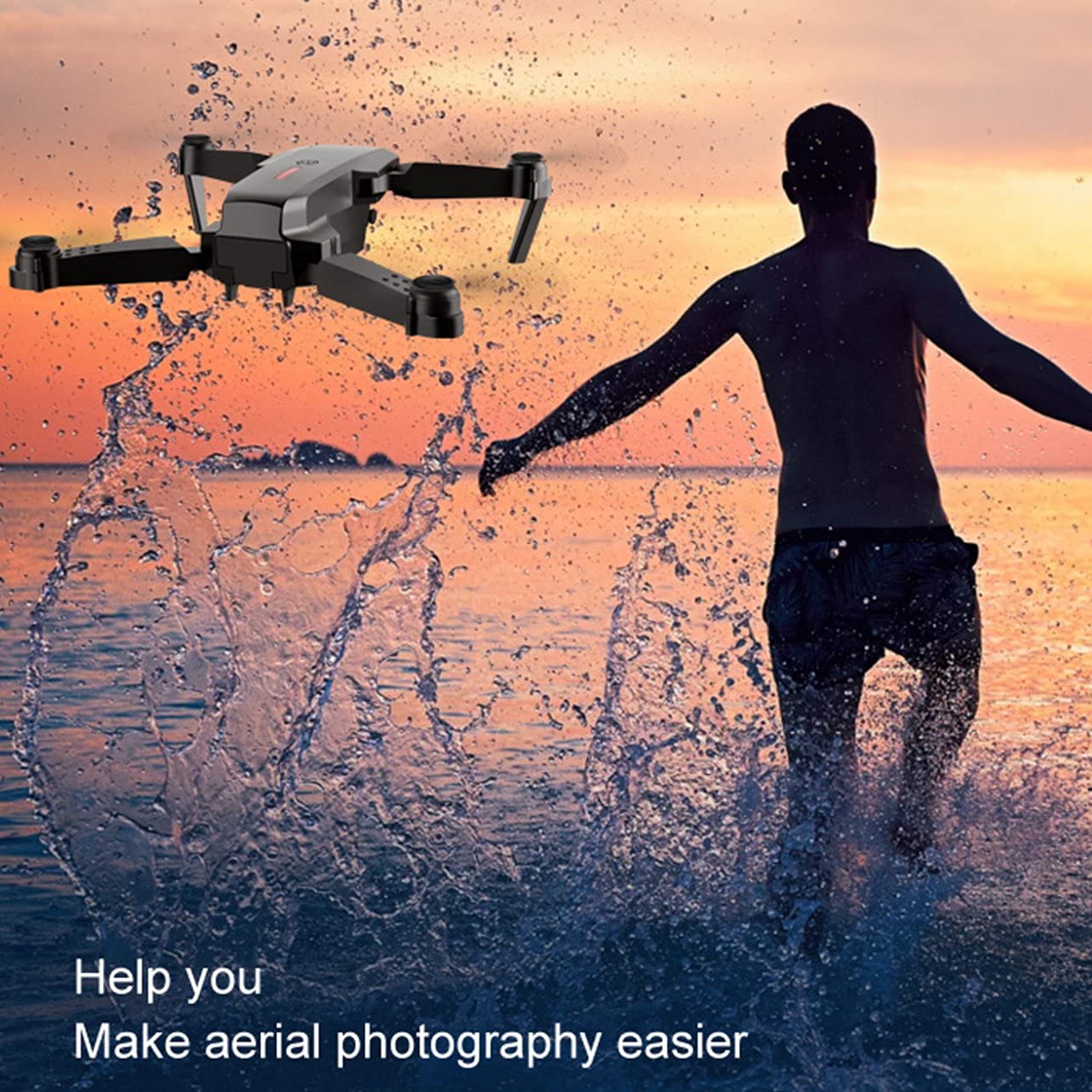 Drone with 1080P Camera for Beginners and Kids, Foldable Remote Control Drone with Voice Control, Gestures Selfie, Altitude Hold, One Key Start, 3D Flips, 2 Batteries.