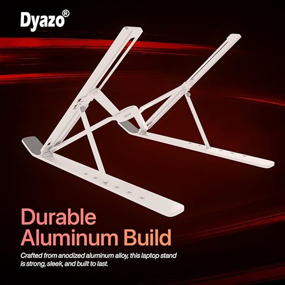 6 Angles Adjustable Aluminum Ergonomic Foldable Portable Tabletop Laptop/Desktop Riser Stand Holder Compatible for MacBook, HP, Dell, & All Other Notebook (Silver)